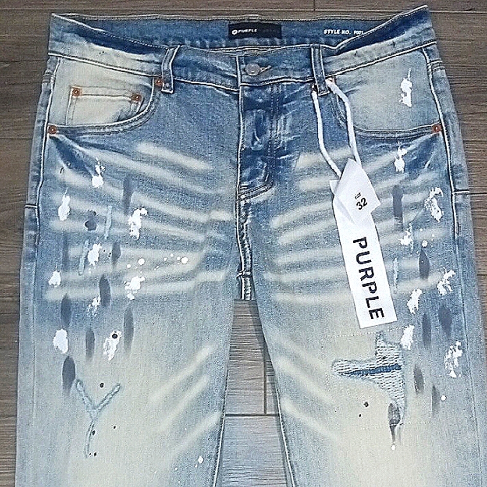 Slim Straight Blue Distressed Denim